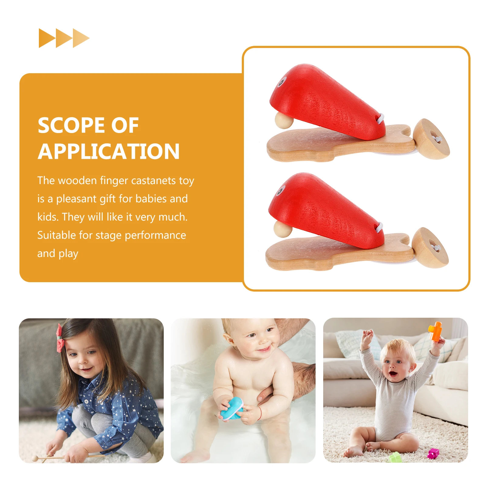 Altavoz de pescado de juguete para niños, castañuelas para el hogar, música, resistente al desgaste, instrumento de percusión infantil de madera, 2 uds.