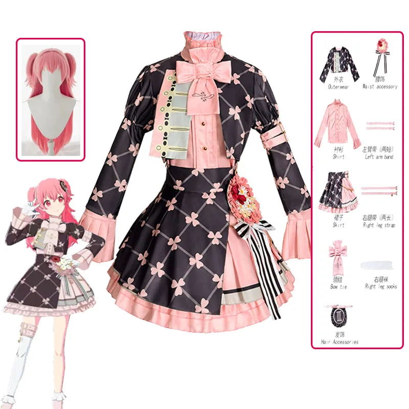 موموي ايري 3rd الذكرى تأثيري PJSK المزيد من القفز فساتين راقية زي شعر مستعار الغناء أغنية فستان زي الهالوين للمرأة