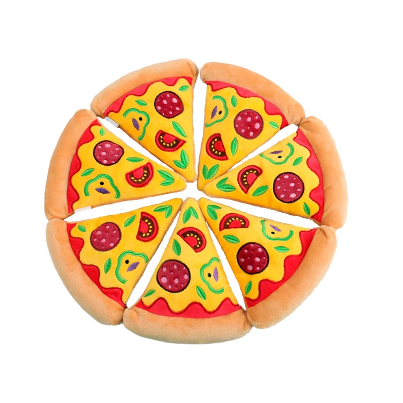 New Pizza Plush Toy Soft Stuffed Pizza Toy Make a Sound Interesting Parent-child Family Pet Toy Cute Kid Boys Girls Cat Dog Gift