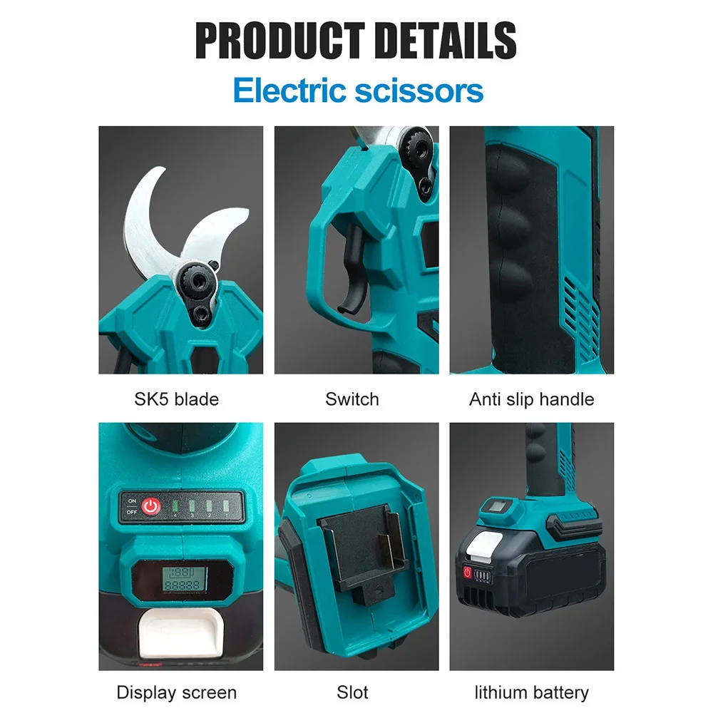 Imagem -03 - Brushless Elétrica Tesoura de Poda Jardim Tesoura Pruner Ramo 28 m Pólo de Extensão Makita 18v Bateria 35 mm