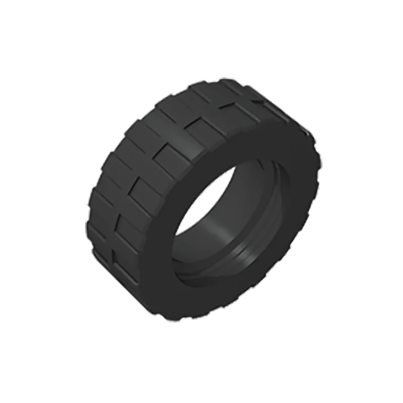 Gobricks GDS-1481 Tire 17.5mm D. x 6mm with Shallow Staggered Treads - Band Around Center of Tread  compatible with lego 92409