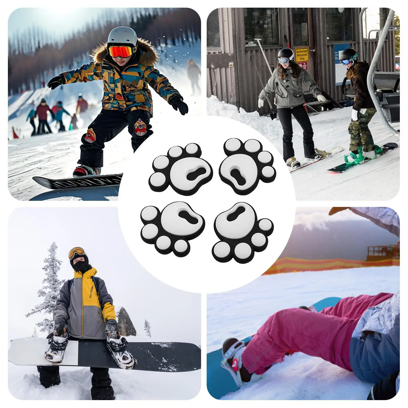 

4Pcs Silicone Snowboard Nonslip Stickers Snowboard Adhesive Cushions Nonslip Snowboard Replacement Parts Accessories
