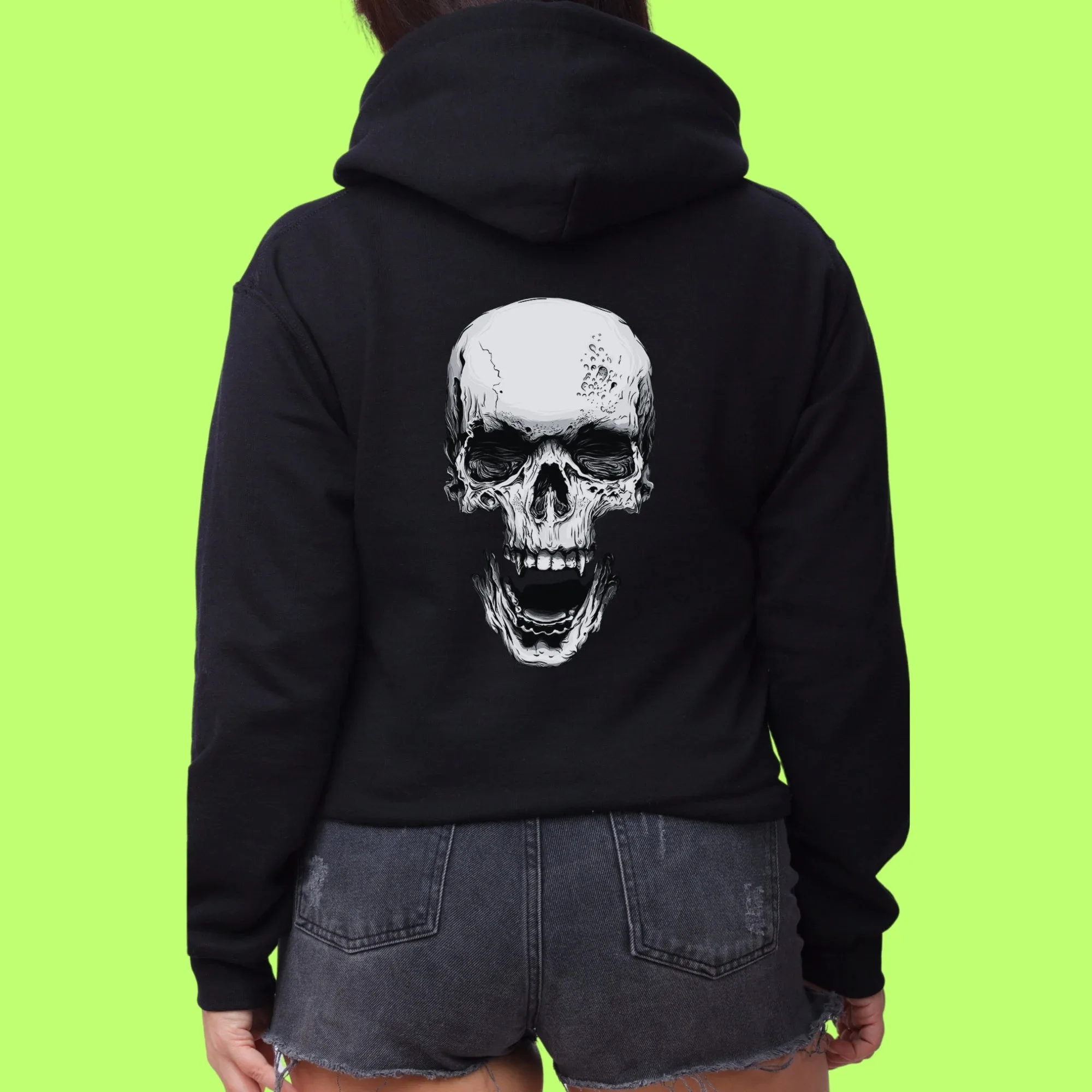 

Cotton Hoodie with Screaming Skull Print Ideal for Dark - Horror Style Lovers Casual and Chilling Sweatshirt