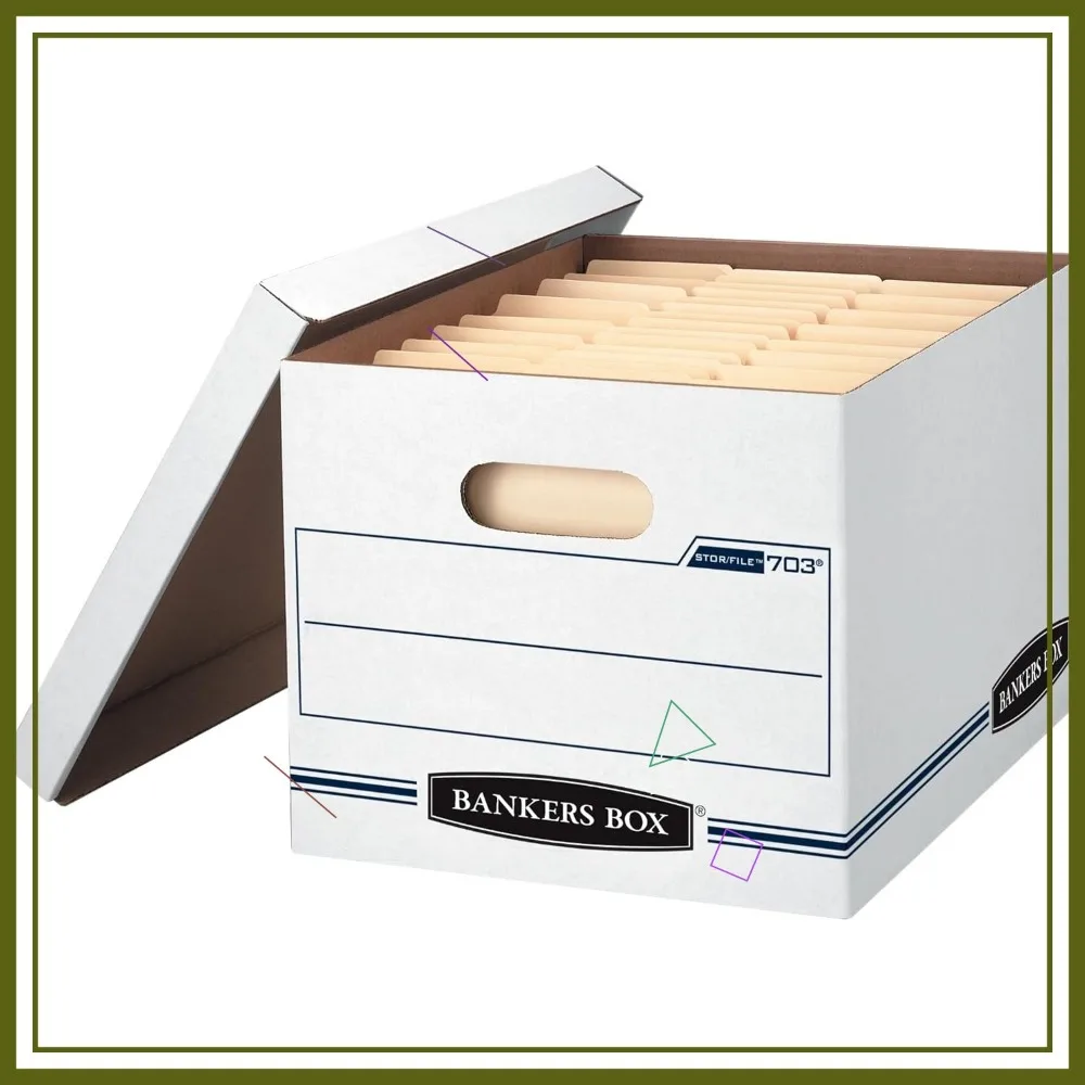 12-Pack File Storage Boxes with Lids for Letter and Legal Documents, Stackable and Easy to Carry