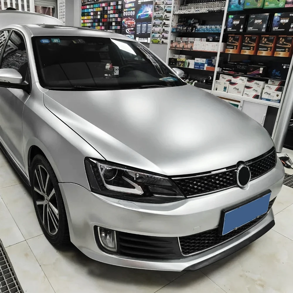 Car Sticker Matte Metallic Silver Color Change Vinyl Film PET Bubble Free Wrapping Car Accessories Auto Self Adhesive Decals