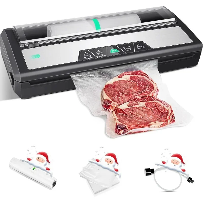 GLADTOP Vacuum Sealer Machine Stainless Steel Automatic Food Sealer Machine for Food Preservation Storage Air Sealing System