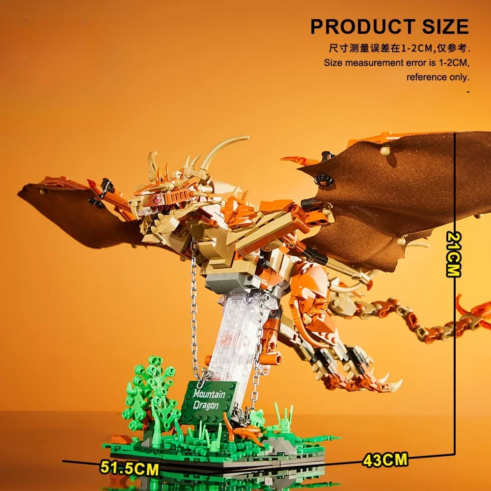 Moc animal mágico montanha dragão 886 pçs blocos de construção diy criativo modelo mágico kit brinquedo presente para crianças