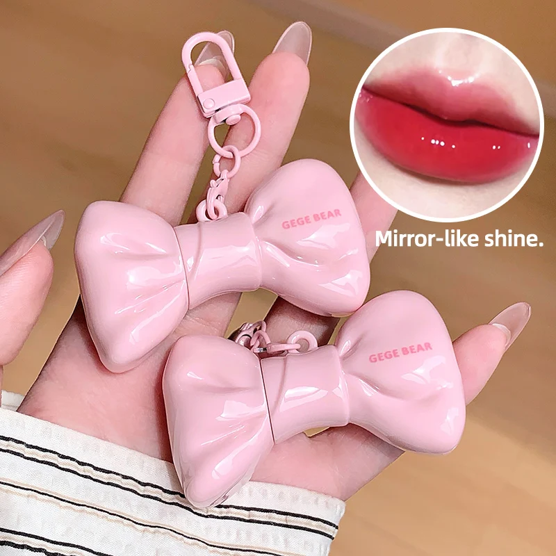 GEGE BEAR Bow Lip Gloss Non-Sticky High Shine Moisturizing Tinted Lip Oil Long Lasting Plumping Glossy Lip Tint Keychain Makeup view 5