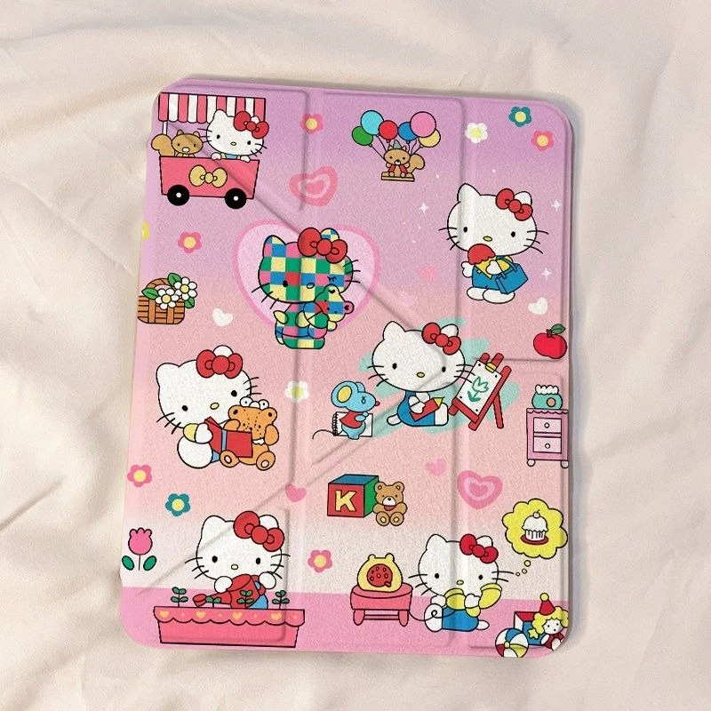 

Чехол для iPad Hello Kitty, трехсекционный, вращающийся, для Pro 11 дюймов, Air 7, 11-го поколения, A16, 10-го поколения, 10.9 дюймов, 9-го поколения, 10.2 дюйма, Y-образный акриловый чехол, для Mini 6, 7, 8.3 дюйма