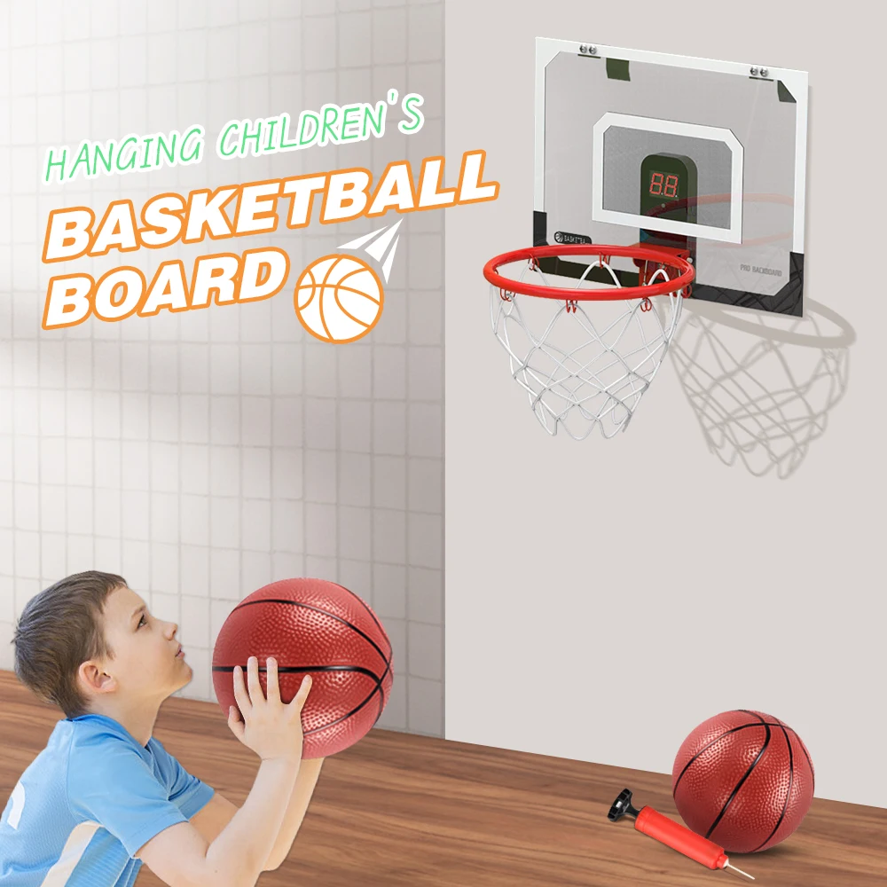 Indoor Basketball Hoop for Kids and Adults Mini with Electronic Scoreboard Hanging Wall Mount Sport Training Game Toys Children