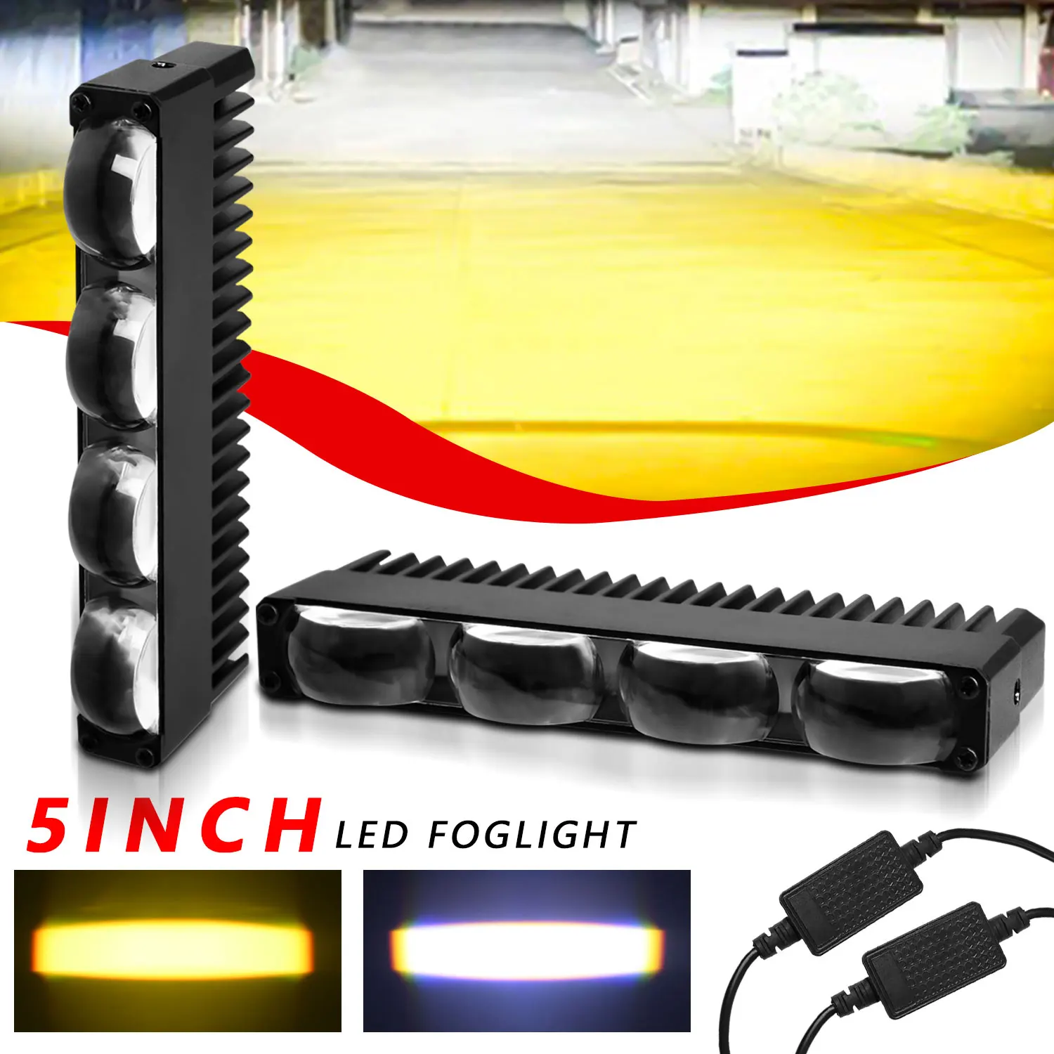 MONDEVIEW 2pcs 5-inch S24 Car Dual Light Grille Spotlights Flat Convex Lens Grille Lights for Off-Road Vehicle SUV ATV - Image 4