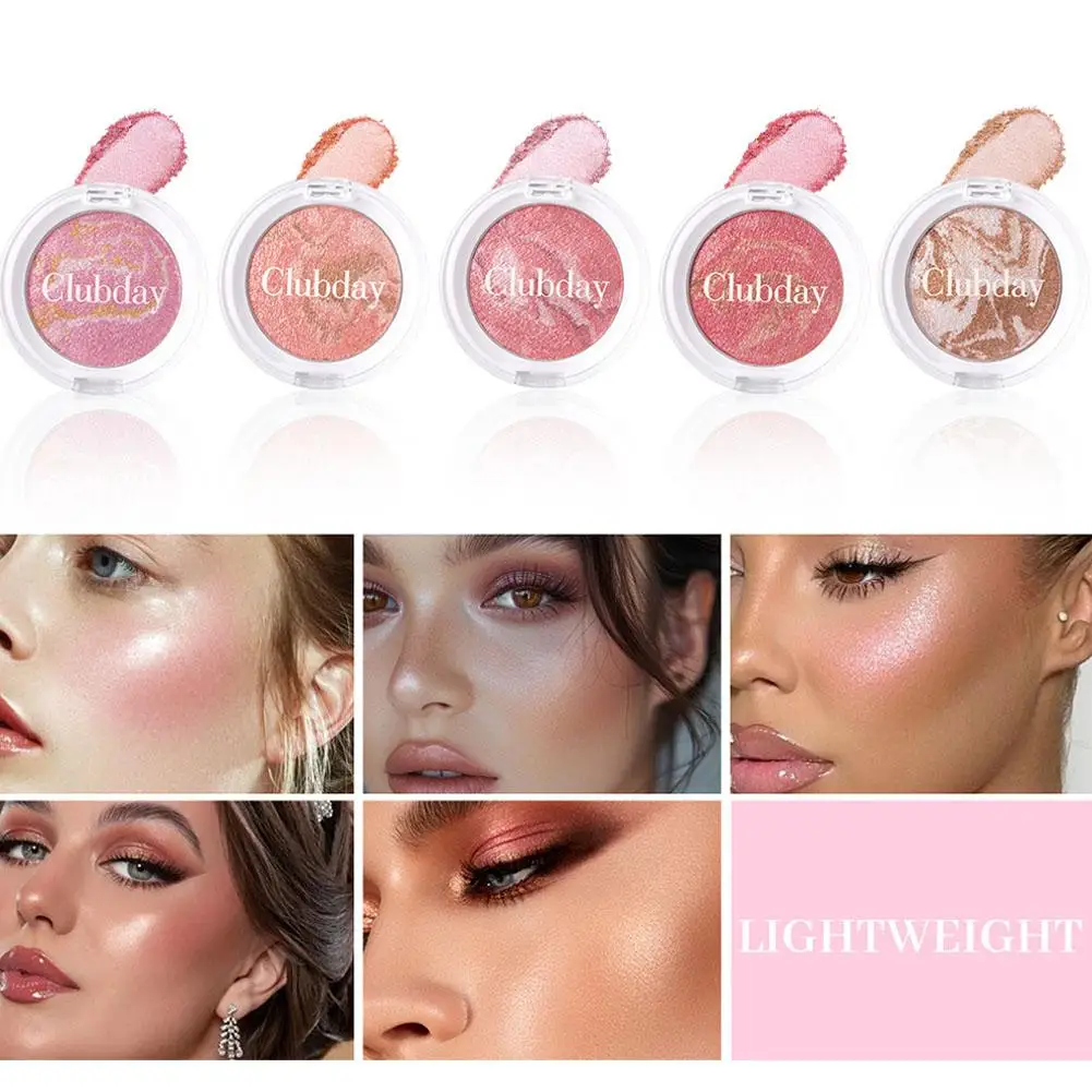 Pearly Blush รูปแบบหินอ่อน Face Baked Brighten Blush Face Pigment สูงธรรมชาติแต่งหน้า Highgloss Long-Lasting Contour Highl L3o9