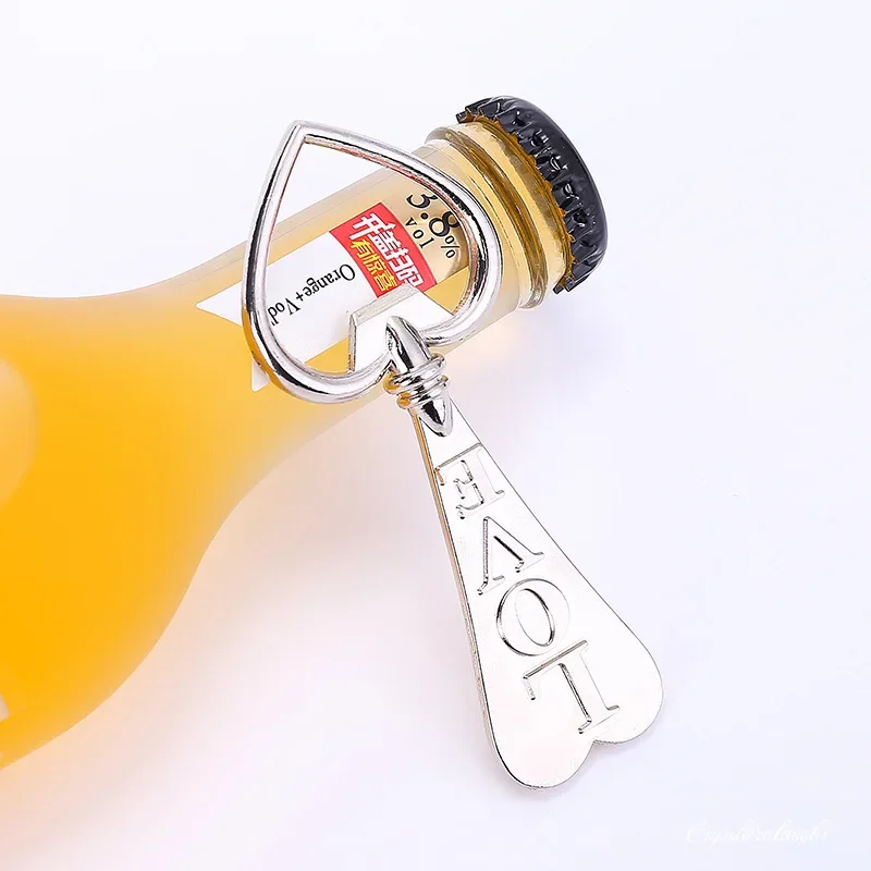 10pcs Beer Bottle Opener Key Portable Creative Love Heart  Chain Advertising Small Gift Customizable