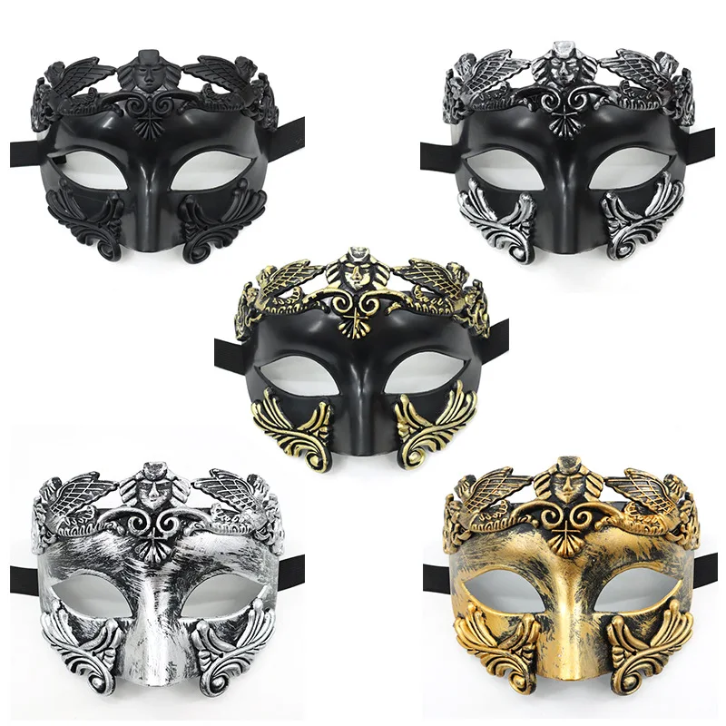 Greece Venice Vintage Samurai Knight Mask Halloween Masquerade Party Roman Samurai Half Face Mask Egyptian Men Ancient