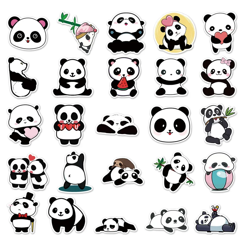 10/30/50PCS Panda Graffiti Stickers Cartoon Cute Animal iPad Stickers DIY Skateboard Guitar  Luggage Graffiti Stickers Wholesale