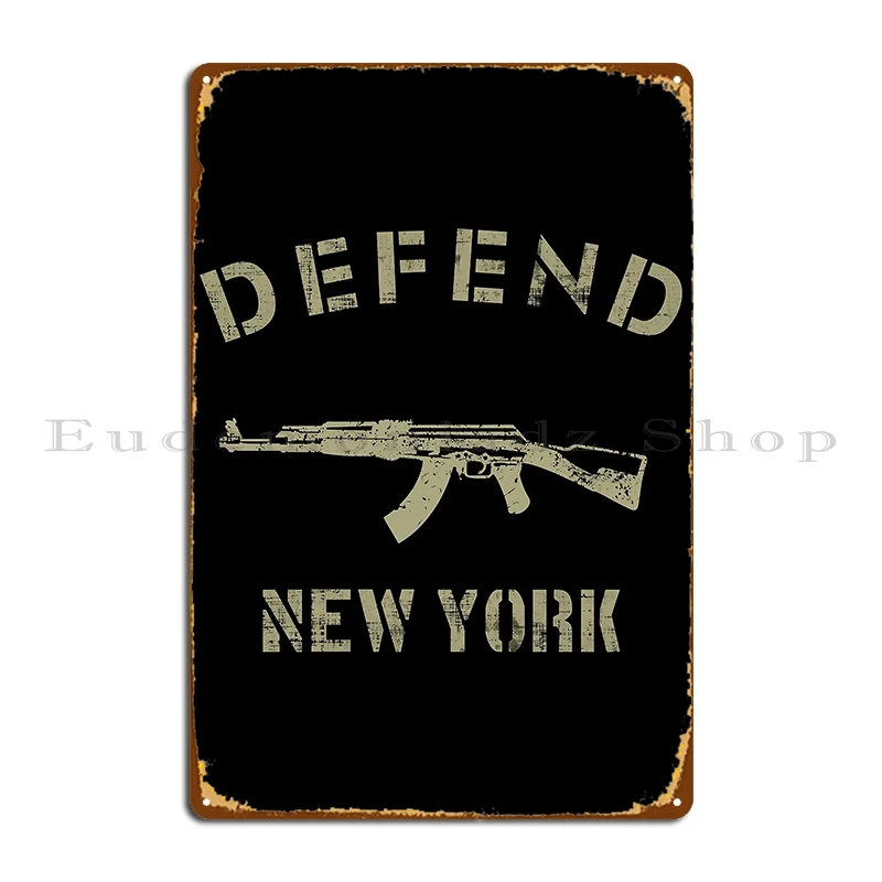 Defend New York Metal Plaque Poster Garage Living Room Party Wall Decor Iron  Tin Sign Poster