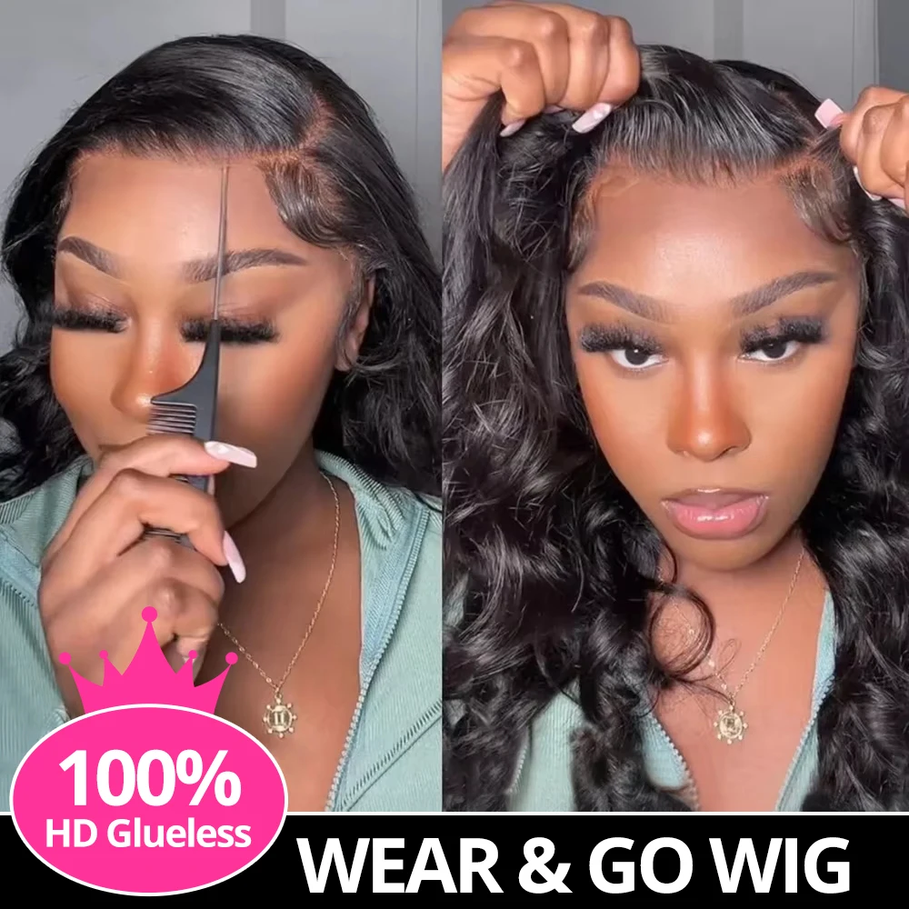 13x4 Lace Frontal Wig Body Wave Glueless Wigs Human Hair Ready to Wear 7x5 Brazilian Natural PrePlucked Wigs For Women 250%