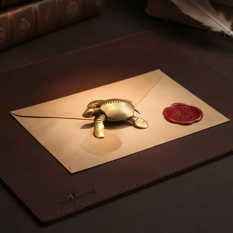 Chinese Ancient Turtle Brass Figurines Marine Organisms Vintage Home Garden Desk Decoration Tea Pet Retro Handicrafts