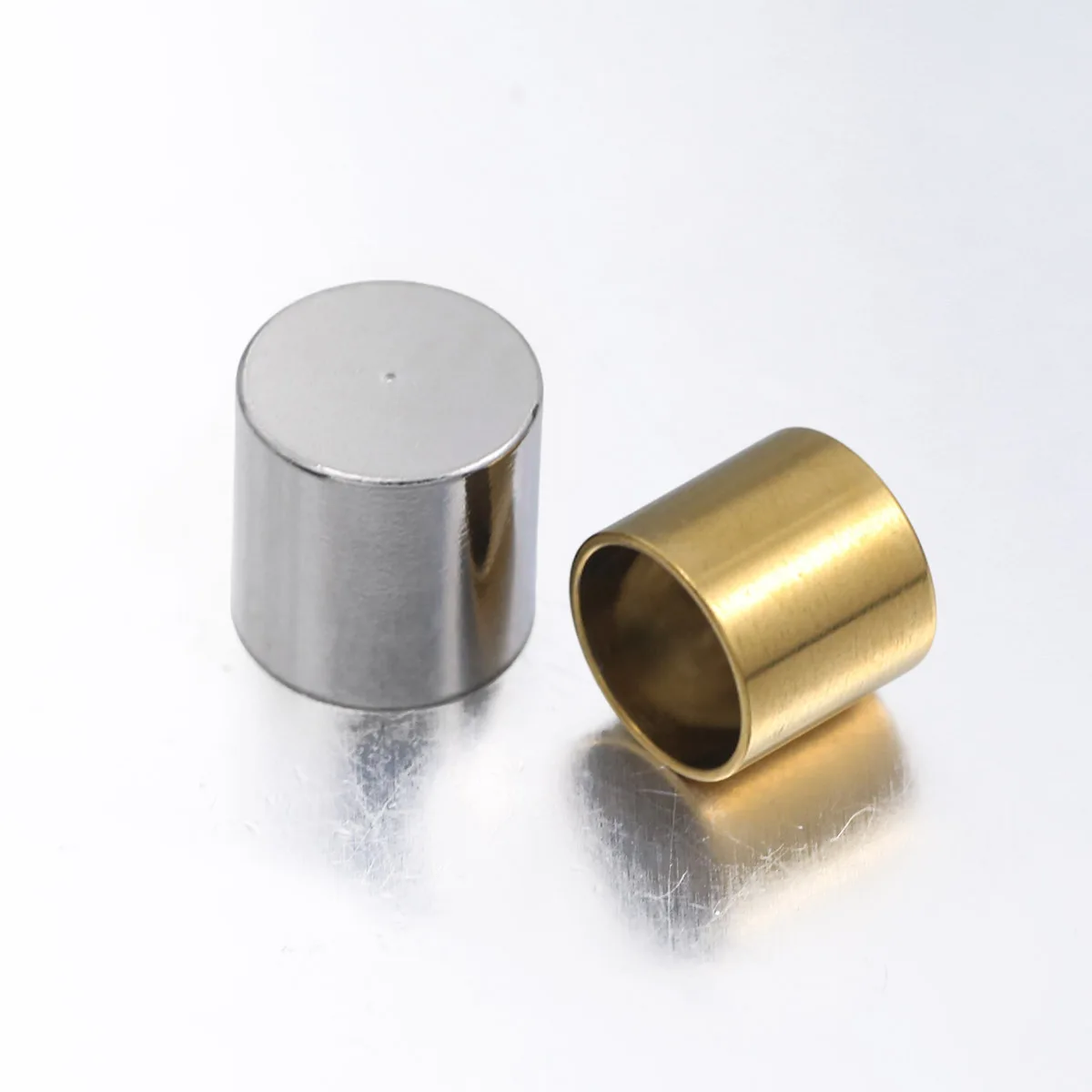 

Stainless Steel cylinder Leather Cord Clasp Gold Crimp Tip End Caps for Necklace Bracelet Connectors Jewelry Making 5-10pcs