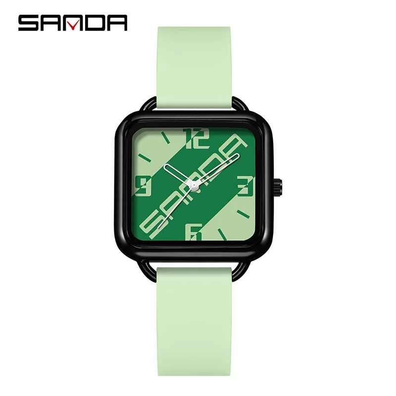 SANDA Vierkant Trendy studentenhorloge Mode Casual sporthorloge voor heren en dames Eenvoudig trendy waterdicht wijzer quartz horloge