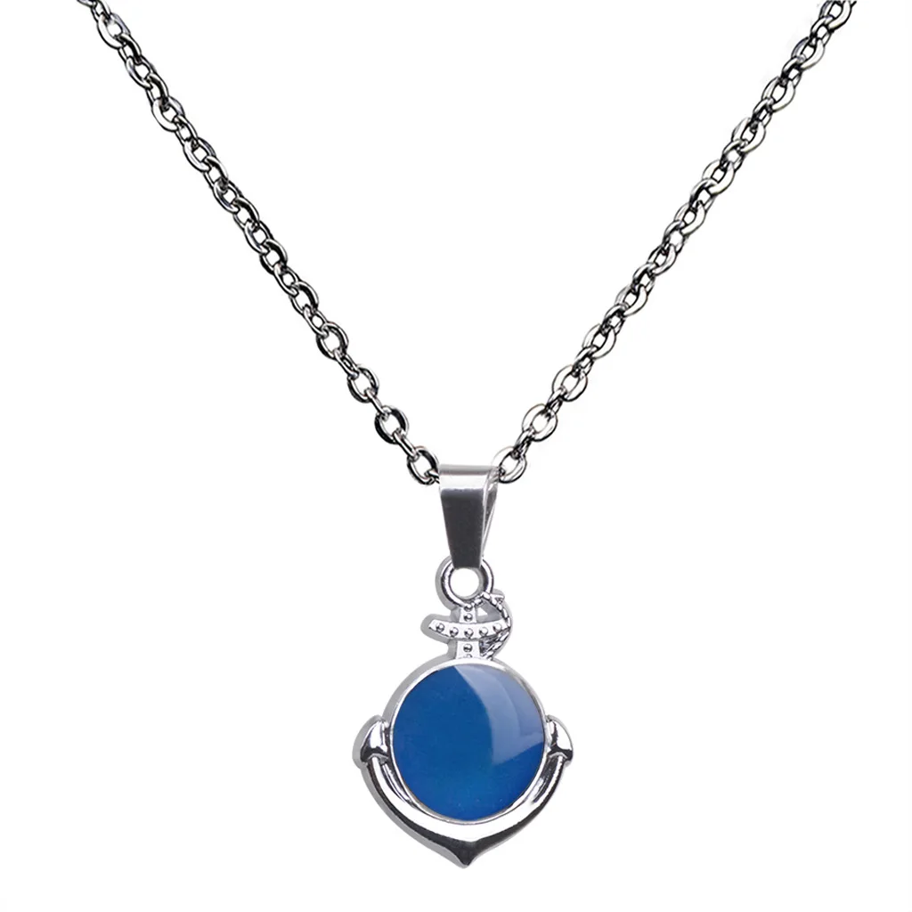 الأزياء مرساة قلادة درجة الحرارة تغيير لون المزاج قلادة الفولاذ المقاوم للصدأ سلسلة هالوين القوطية مجوهرات للنساء