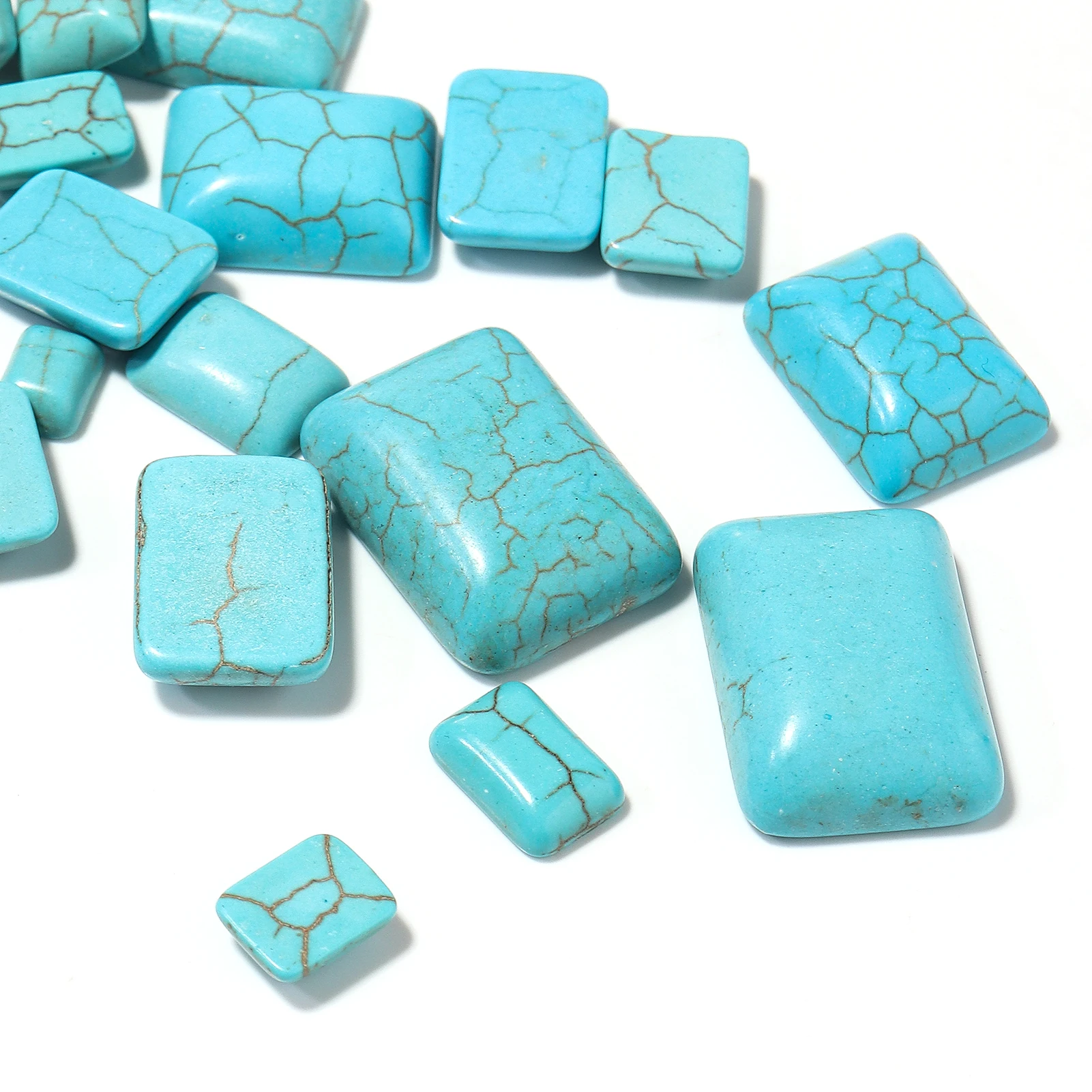 

10 pcs/set Various Size Smooth Rectangular Ring Face Turquoise Beads For Jewelry Making DIY Charm Necklace Bracelet