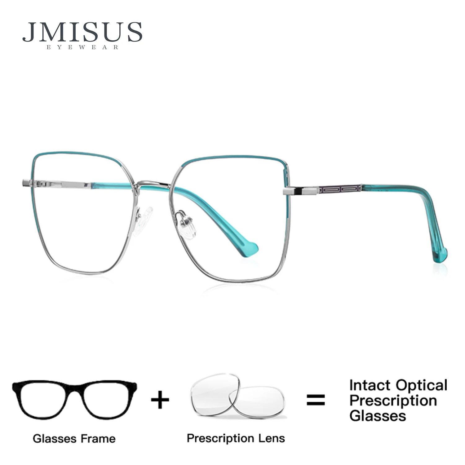 

﻿JMISUS Women Custom Square Prescription Glasses Fashion Metal Frame with Photochromic Myopia Correction Optical Eyewear