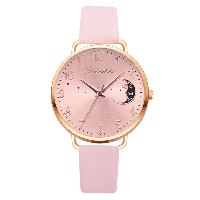 New Famous Brand Women Watch Moon Dial Quartz Watch PU Leather Strap Calendar Wristwatches Clock Gift Reloj Mujer Dropshipping