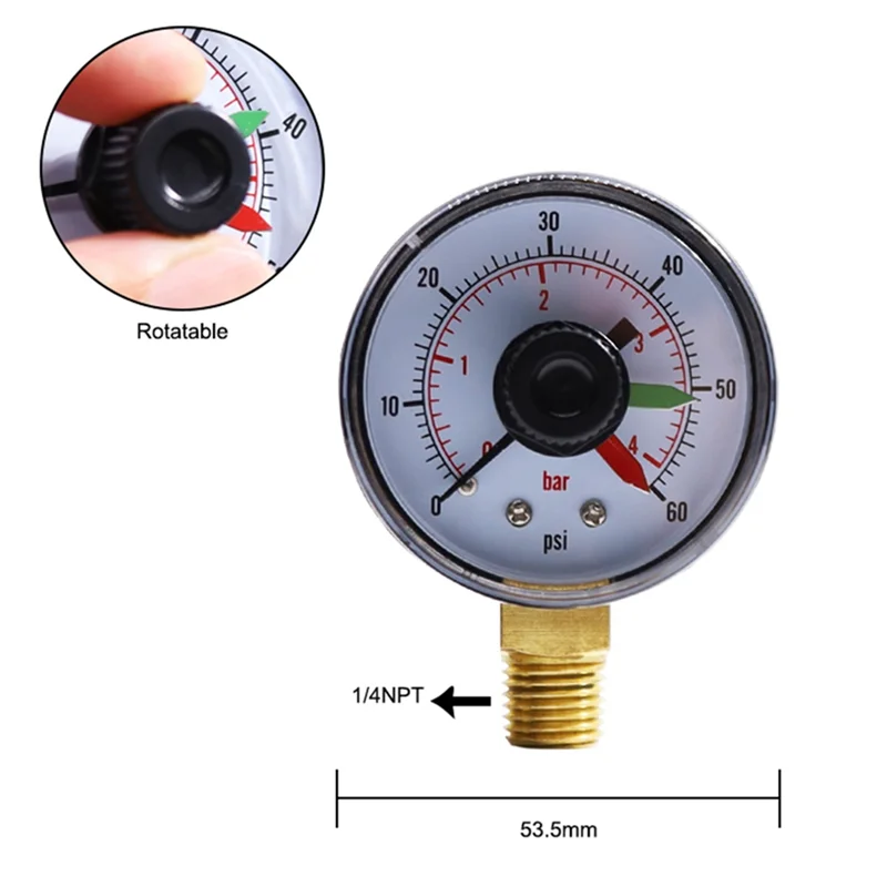 ABKL-ダイヤル交換用圧力計、一部のフィルター用、2インチ×1/4インチNPT底部、0-60Psi/4Bar、耐久性があり使いやすい