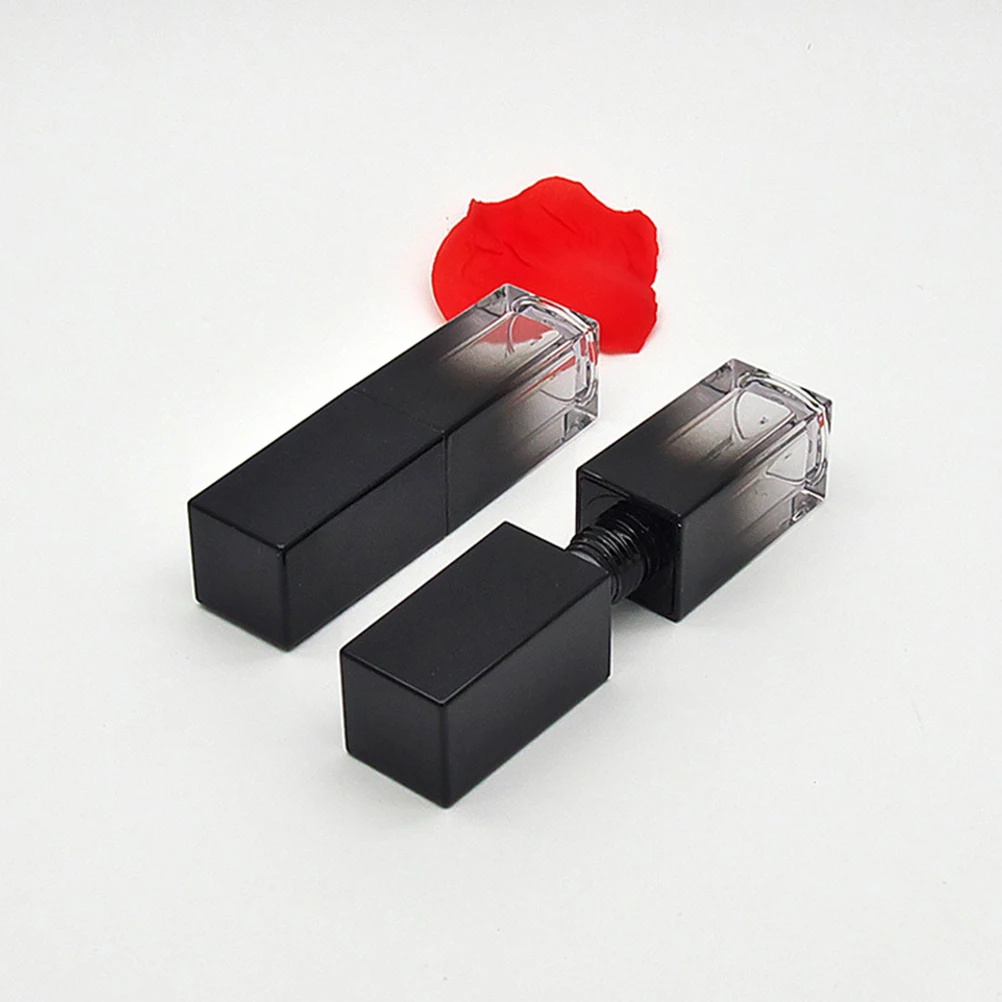 

3pcs 5Ml Empty Gloss Tubes Square Uv Black Gradient Stylish Portable Wand Bottles Travel Outdoor Lip Color Sample Storage For