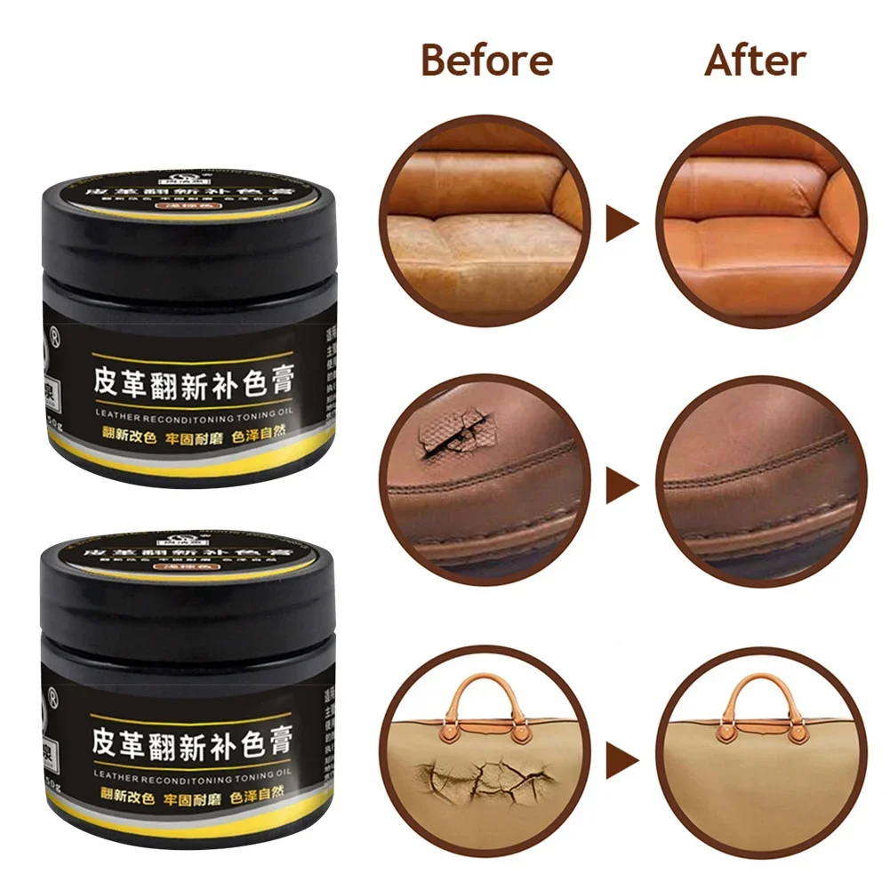 Leather Paint Shoe Cream Coloring for Bag Sofa Car Seat Scratch 50ml Brown Leather Dye Repair Restoration Color Change Paint