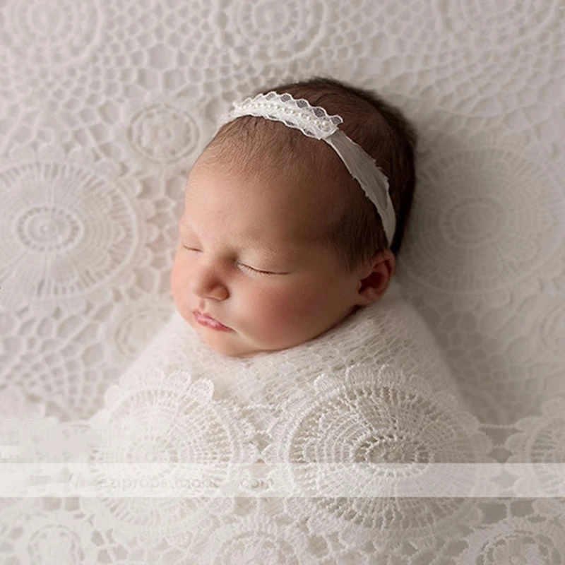 Baby Hollow Lace Blanket+Pillow Set Infants Swaddling Wrap+Head Cushion Newborn Photography Props Accessories