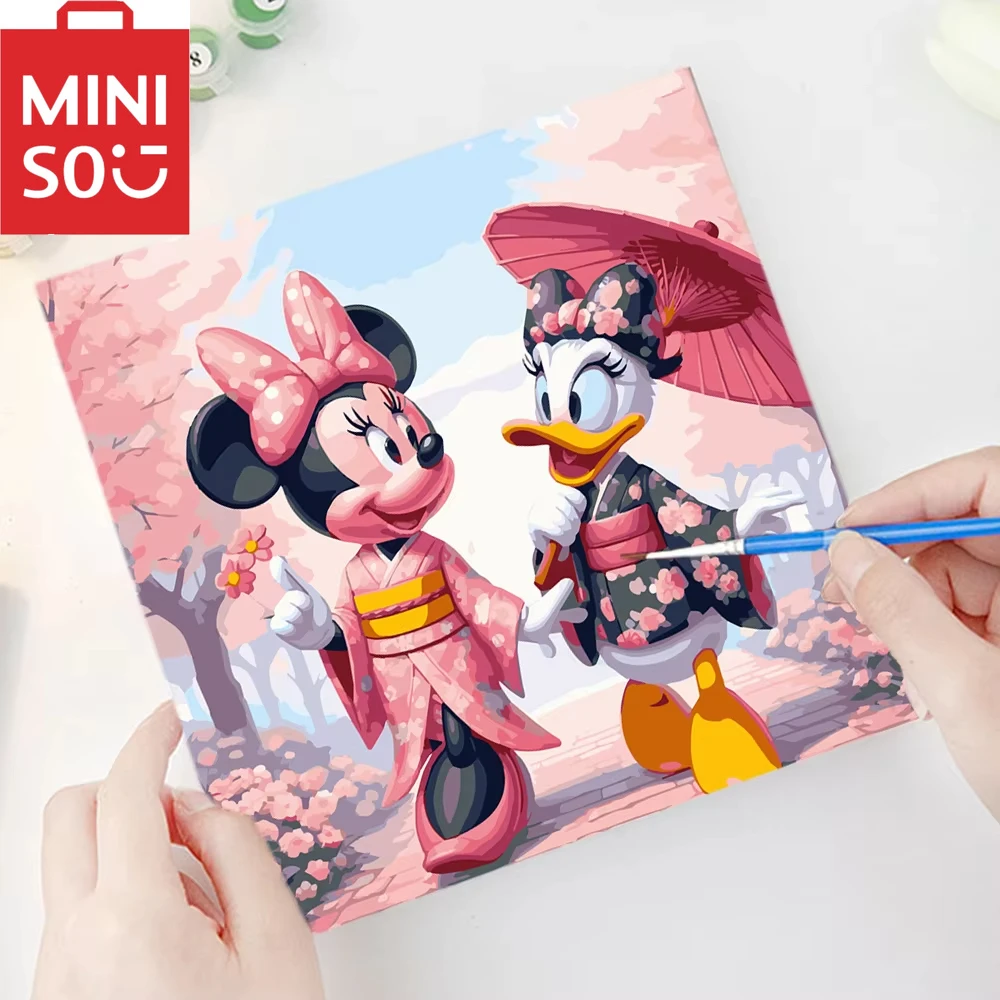 MINISO Ölgemälde nach Zahlen Disney Minnie Mouse Donald Duck Heimdekoration Gemälde Wand Schlafzimmer Zimmer Dekor Geschenk Rahmen