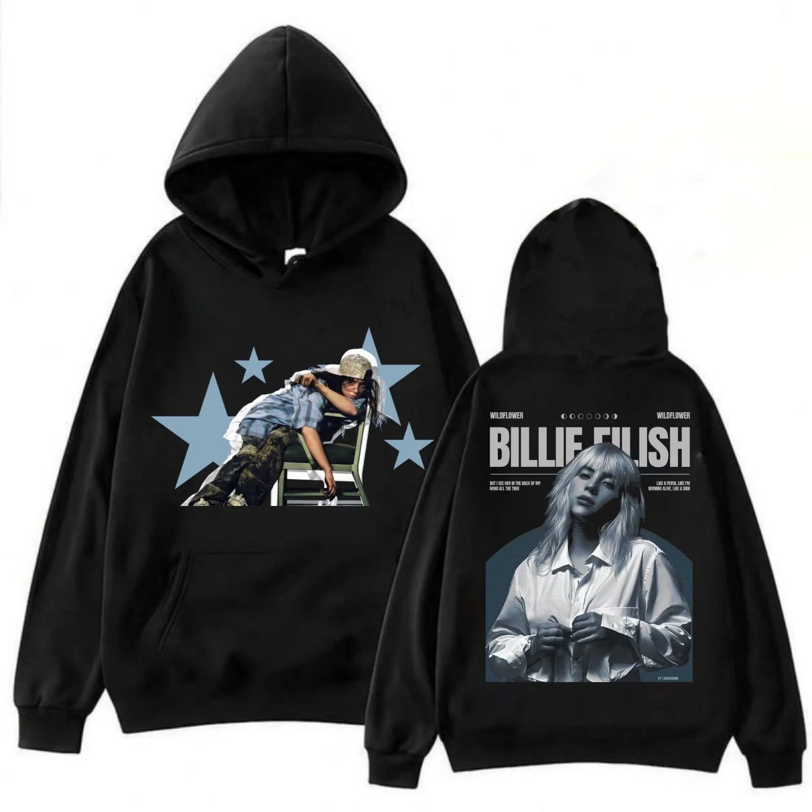 Billie Eilish Hit Me Hard and Soft Tour Hoodie Comfortable Soft Printed Pattern Casual Sweatshirt with Hip Hop Street Style