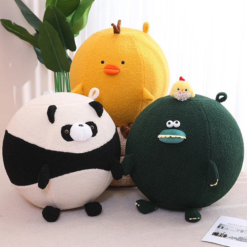 1pc 50/60cm Cartoon Husky Dinosaur Chicken Panda Animal Plush Yoga Ball Throw Pillow Elastic Ball Toy