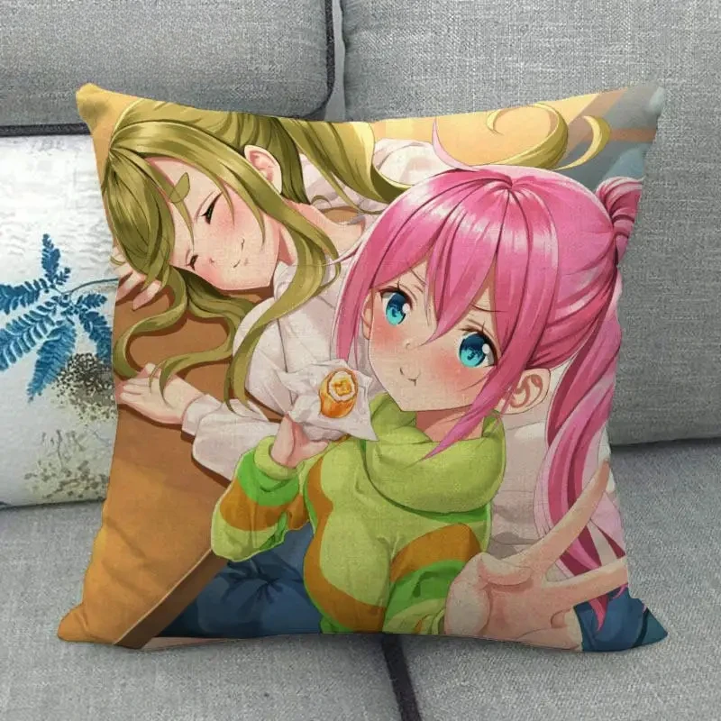 New Arrival Yuru Camp Pillowcase Bedroom Home Decorative Cover 45x45cm Square Zipper Pillow Cases  Fabric No Fade