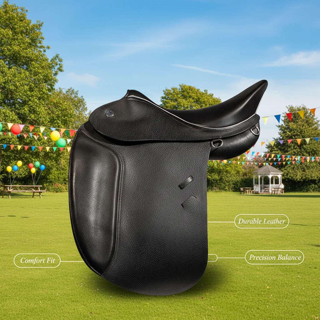 Durable Performance Leather Dressage Horse Saddle Felsenhof Breathable Panels for Advanced Riding Training Black Brown