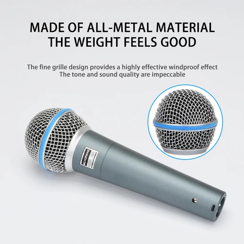 BETA Micrófono dinámico cardioide 58A de Metal para canto de escenario micrófono con cable profesional para Shure Karaoke BBOX