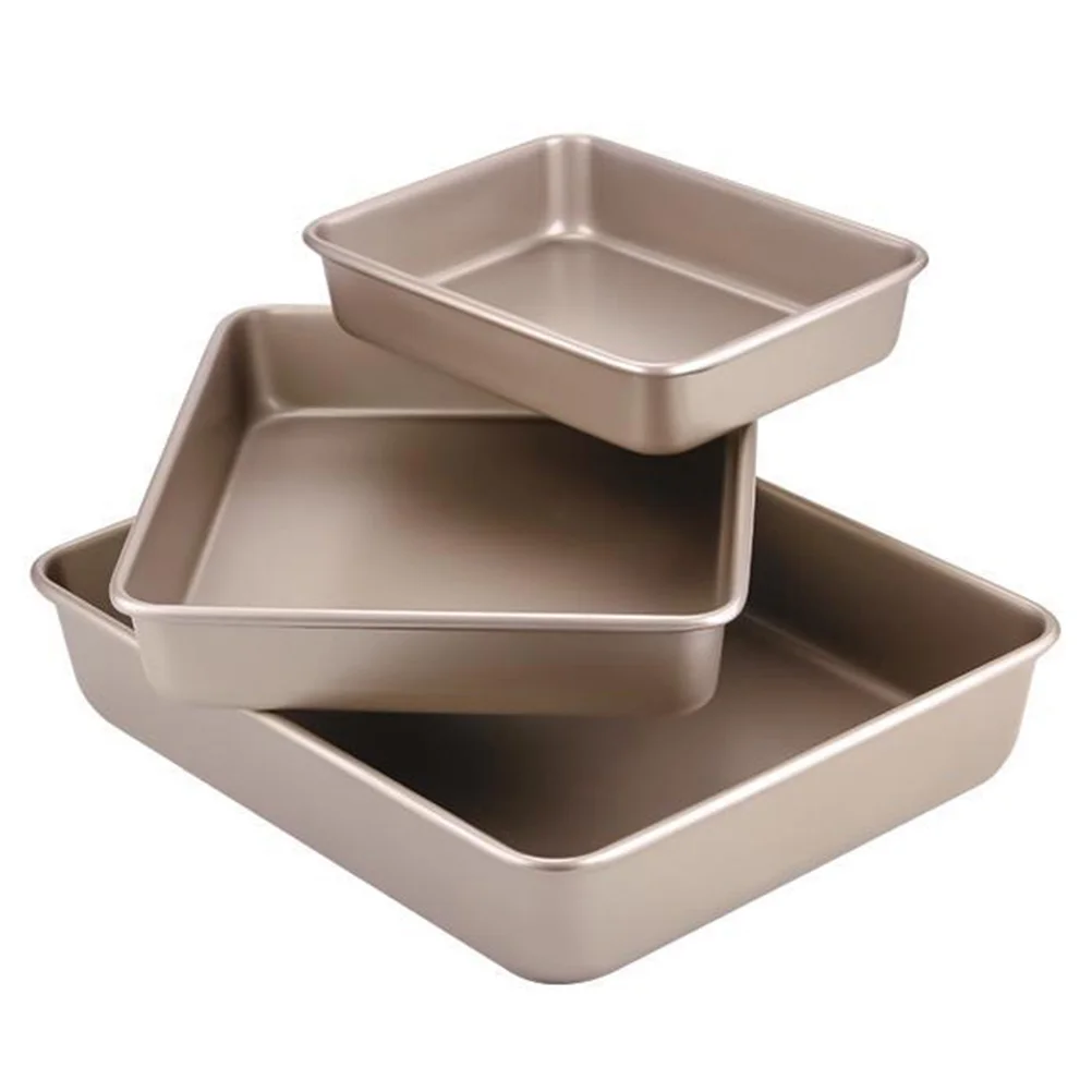 

3 Pcs Oven Baking Tray Large Cake Pan Dish Pans Food Container Kitchen Supplies Plate Carbon Steel Rectangle