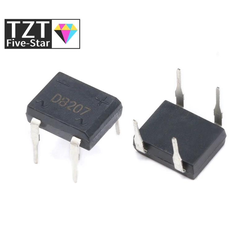 10pcs/lot diode bridge retifica DB207 DIP-4 DB207S DIP4 2A 1000V power diode rectifier 1000v electronic components