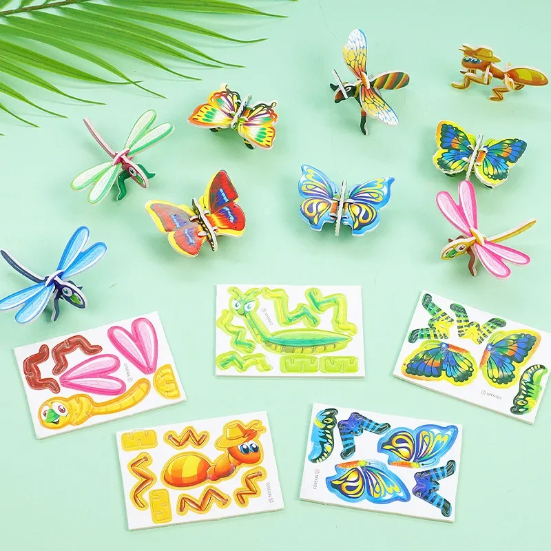 10-100PCS Mini DIY Insect Puzzle Foam Animal Building block Game Toys for Kids Birthday Party Favors Kindergarten Prize Toys