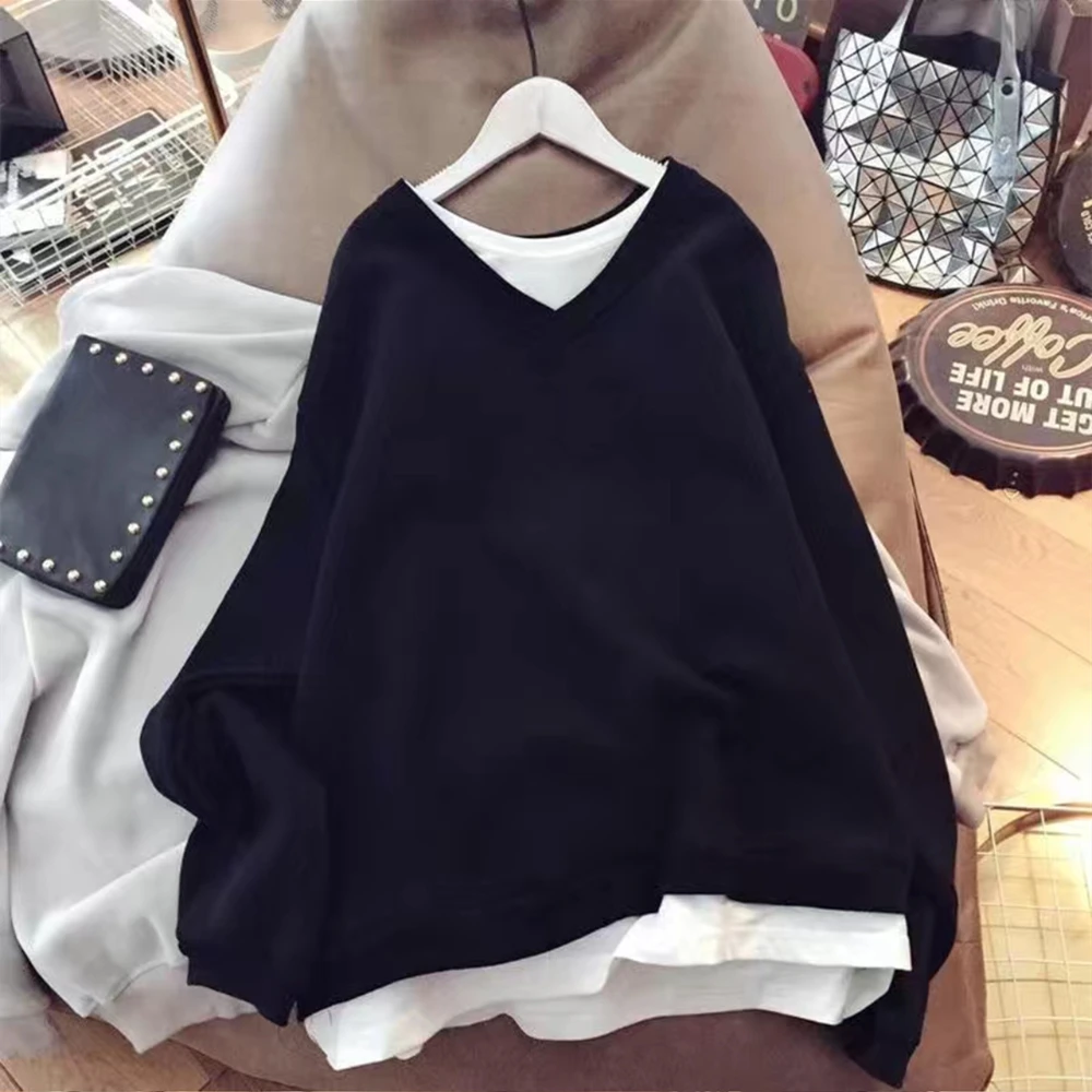 Top autunnali e invernali da donna 200 catties top di grandi dimensioni velluto spesso caldo top sciolto slim fit top in due pezzi finti all-match