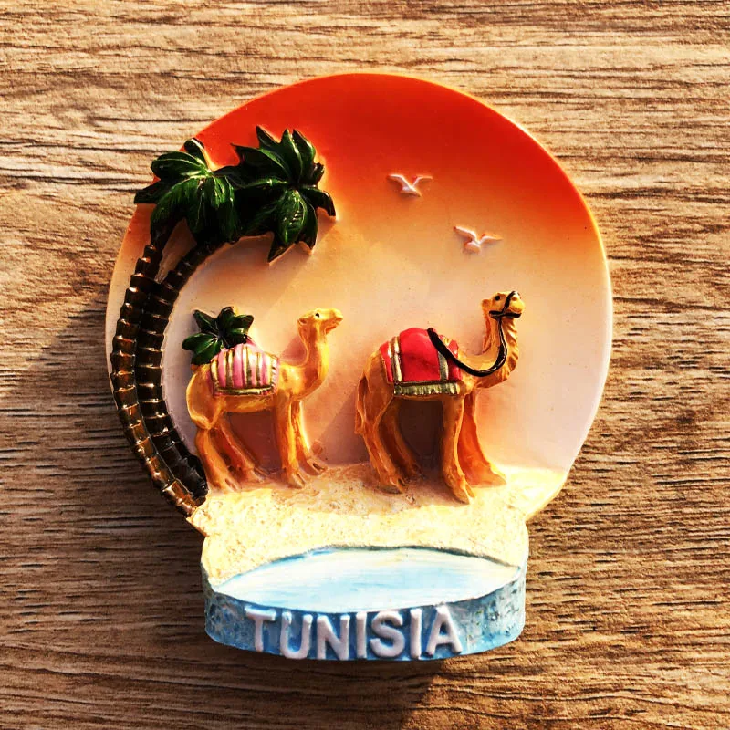 Resin Fridge Magnet with Tunisian Camel Logo, Message Stickers, Tourist Souvenirs, Decoration