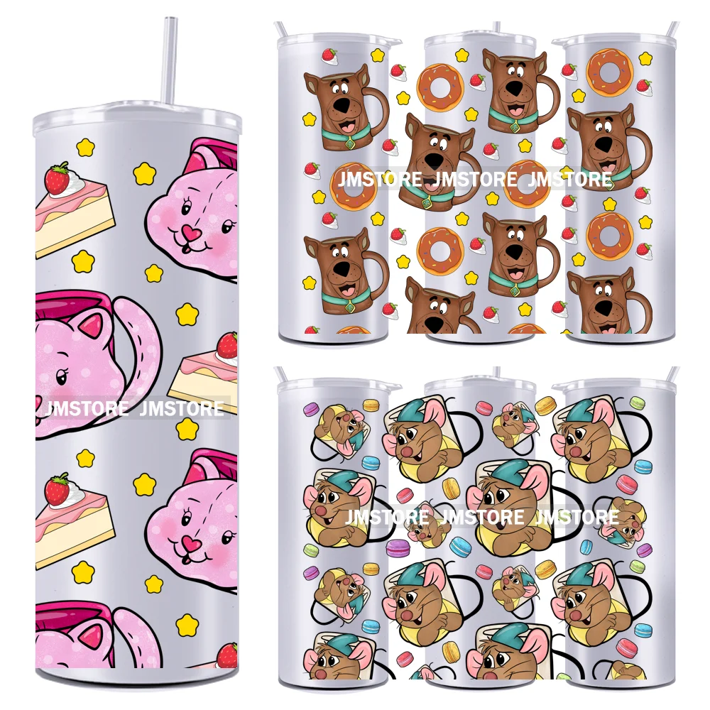 

Cute Cartoon Movie Drinks Food Stars 20OZ UV DTF Tumbler Straight Wrap Ready To Apply Transfer Stickers Custom Waterproof Logo