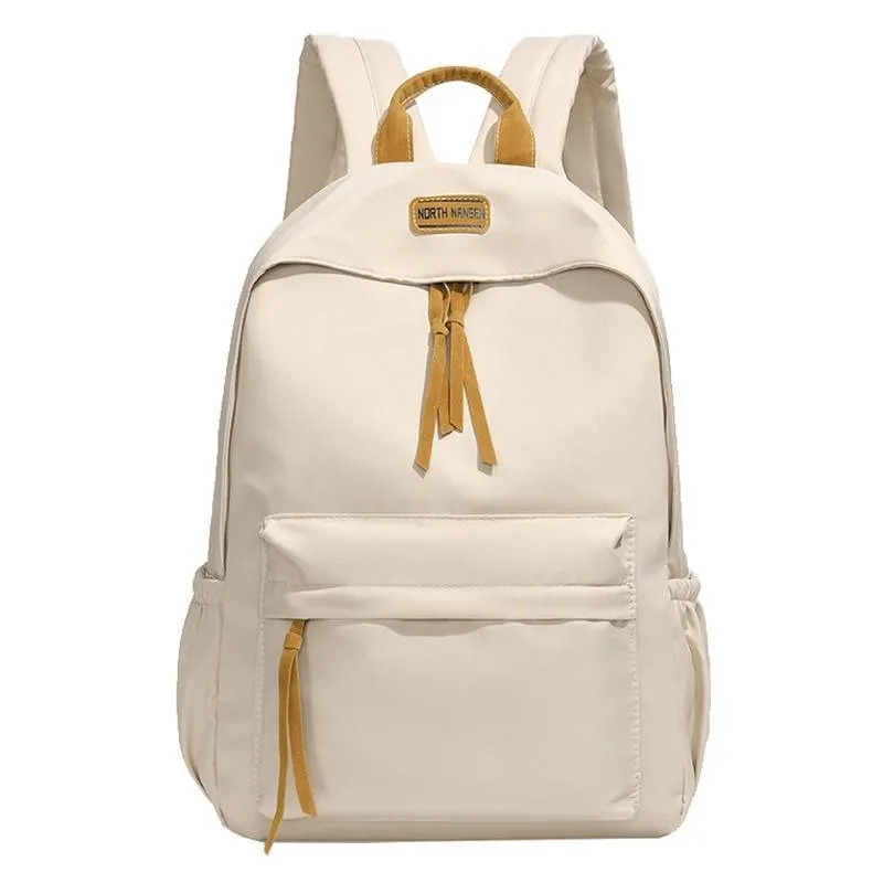 Casual Women Backpack Mori-style Girly Schoolbags Solid-Color Minimalist Daypack Large-Capacity Light Waterproof Travel Rucksack