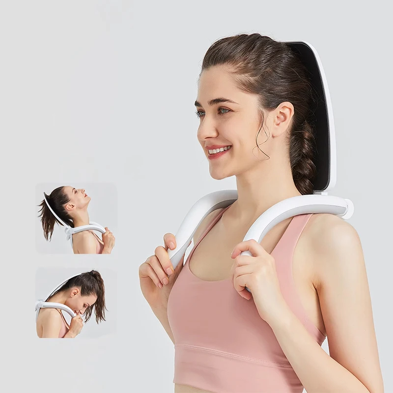 Revalidatietraining voor schouder- en nekspieren, oefening van nek- en nekwervelkolom, kantoor- en huishoudelijke apparatuur