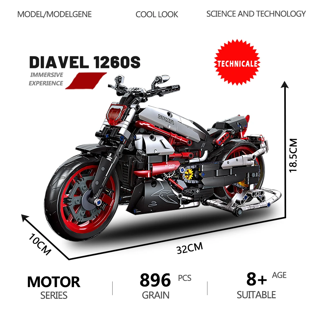 

Technical Diavel 1260S Motorcycles Model Building Blocks Bricks High-Tech Locomotive Motorbike Set Toys For Boys Gifts