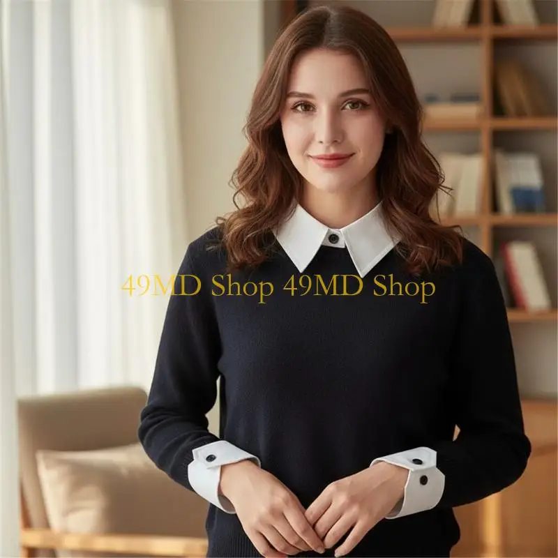49MD 2PCS Decorative Collar Wrist Cuffs Sleeve Cover Professional Shirt Enhancement
