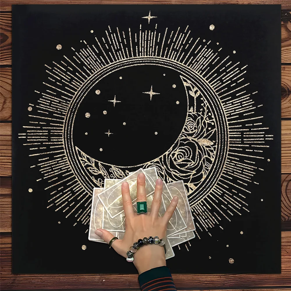 

Mystery Moon Design Tarot Card Tablecloth Witchcraft Astrology Polyester Tarot Mat Witch Altar Cloth Divination Cloth Card Pad