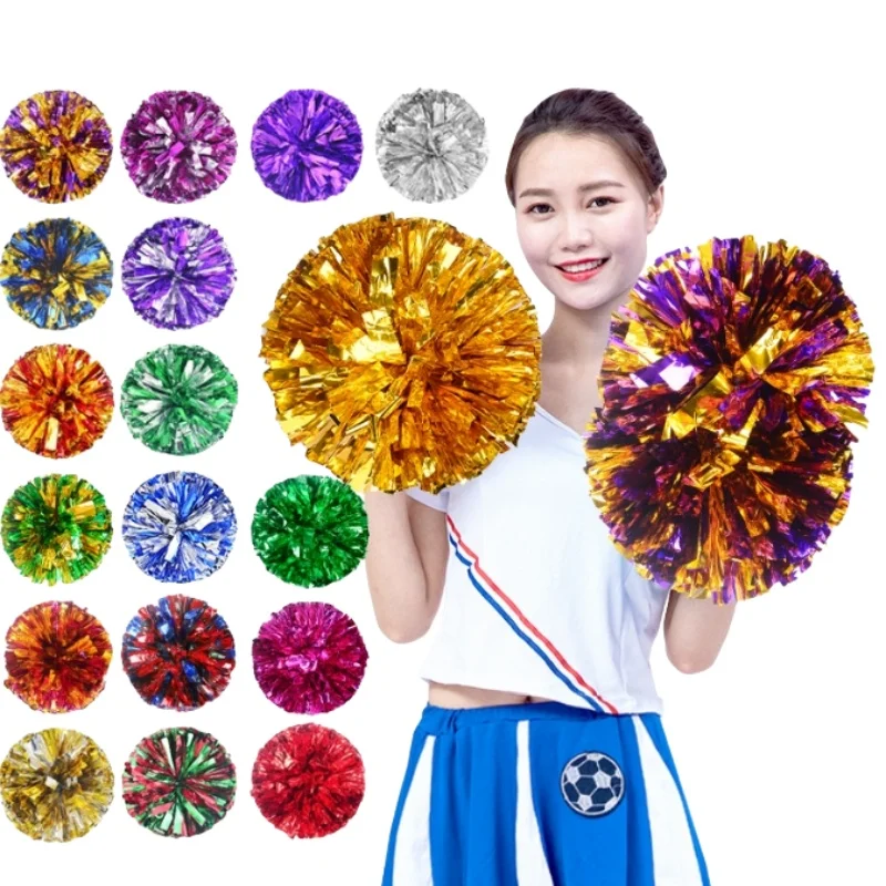Cheer Balls with Handle Big Gold Silver Red Yellow Blue Pompoms for Cheerleading Dance Women Girls